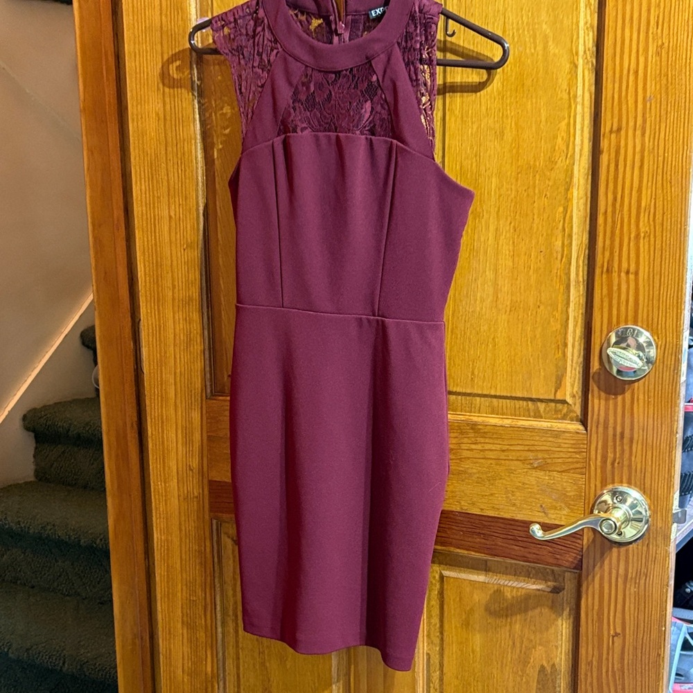 Express Burgundy Lace Mini Dress